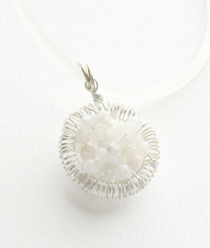 Moonstone necklace, Sterling Silver wire wrapped pendant, "Full of wishes" Fertility necklace, mother's day, gift for her under 30
