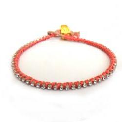 Leather Bracelet skull rhinestone crystal chain silk braid stackables - Metallic fashion coral reef spring 2012 for her under 20
