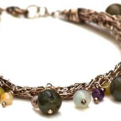 Bracelet Sterling Silver Wire wrapped Labradorite, Blue quartz, Jade, Amethyst, Rose quartz Cream quartz, Amazonite Beads Alou Alou Matilde