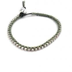 Friendship Bracelet crystal chain black leather silk braid stacking Metallic high fashion boho tribal spring sagebrush for her under 20