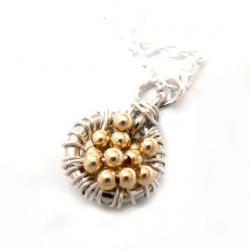 Necklace Pendant Charm sterling silver Gold filled beads -Full of wishes- Metallic. Valentine's Gift For Her Under 30
