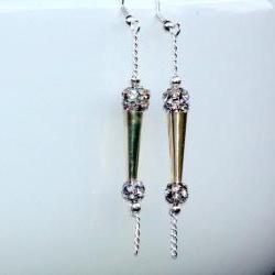 Dangle Earrings Silver Crystal ball. Chain Dangle earrings Disco Fashion Valentine's Gift. For Her. Gift Under 15