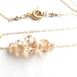 Gold Carrie necklace, Delicate dainty 14K gold chain, swarovski crystals golden shadow, everyday simple jewelry, minimalist, under 30